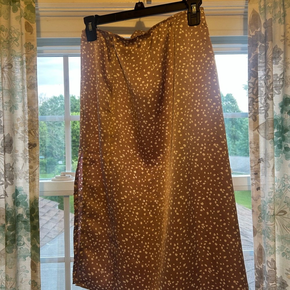 Abercrombie & Fitch Brown and White A-Line Midi Skirt